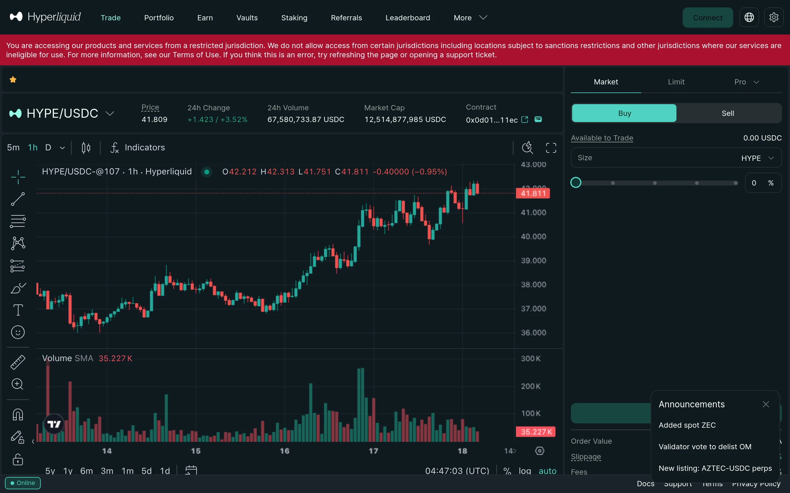 Hyperliquid margin mode selector showing Cross and Isolated options